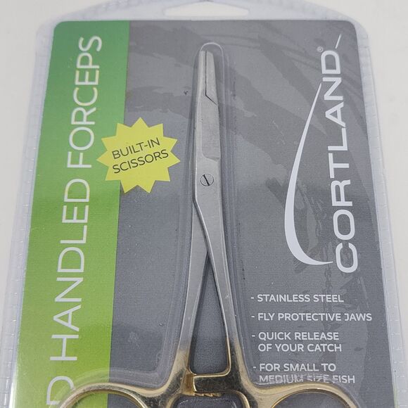 Cortland Gold Handled Forceps Stainless Steel Scissor Quick Release Fishing Tool - Picture 2 of 7